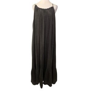 NWT Anthropologie Plus Size 1X Charcoal Slub Cotton Boho Festival Maxi Dress